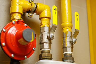 yellow gas pipes with safety valves